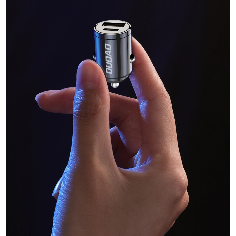 Ładowarka samochodowa Dudao R3MAX USB-A, USB-C 48W QC PD czarna