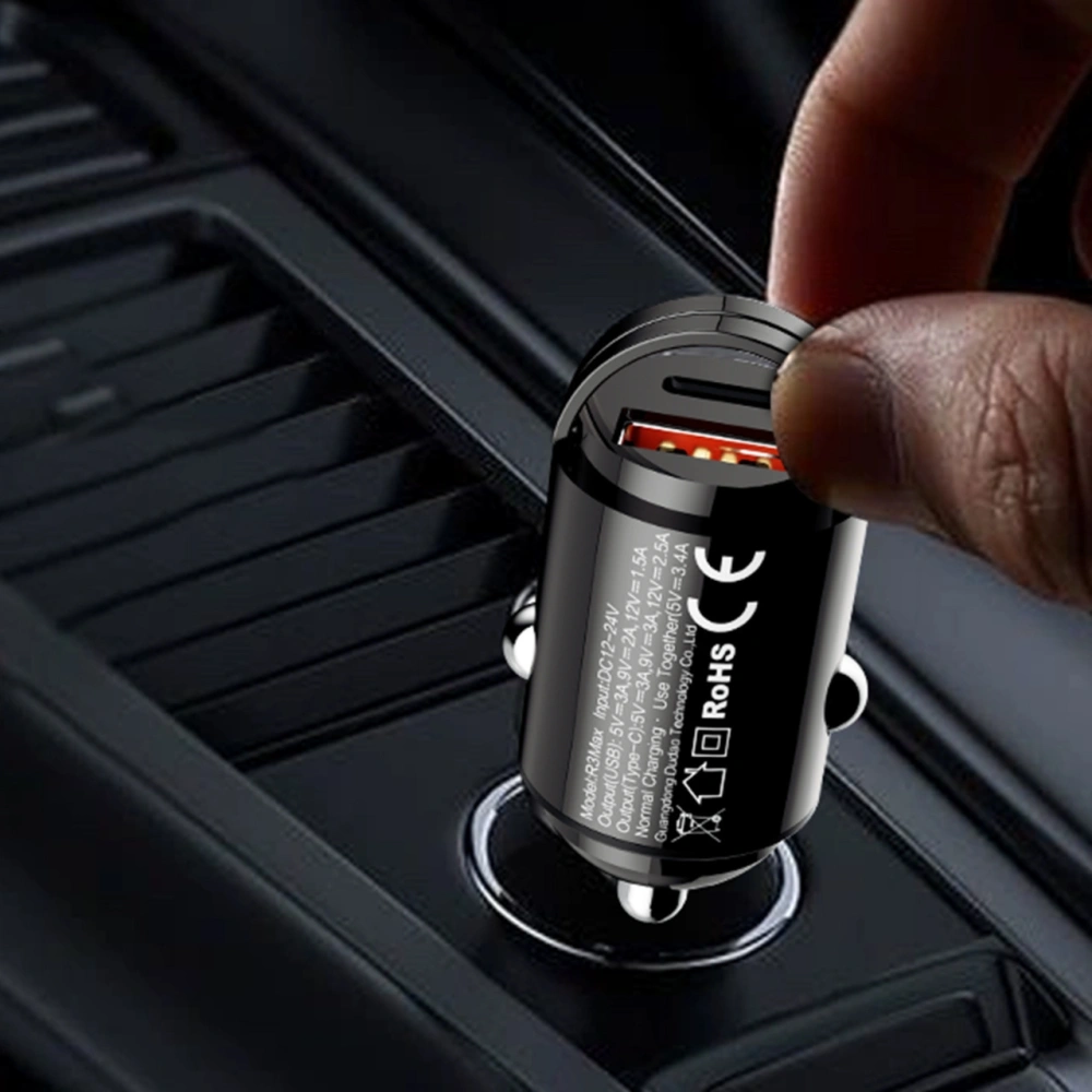 Ładowarka samochodowa Dudao R3MAX USB-A, USB-C 48W QC PD czarna