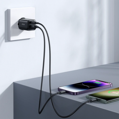 Kup Síťová nabíječka Joyroom Speed Series JR-TCF08EU USB-A, USB-C 30W PD QC AFC FCP černá - JYR935 - {ean13} - Sklep Home Screen