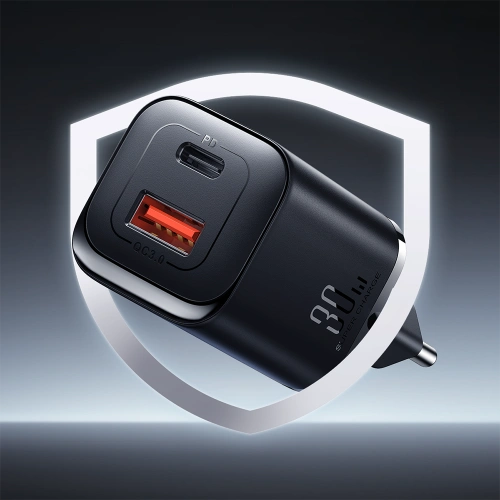 Kup Síťová nabíječka Joyroom Speed Series JR-TCF08EU USB-A, USB-C 30W PD QC AFC FCP černá - JYR935 - {ean13} - Sklep Home Screen