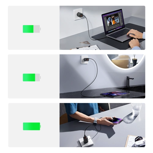 Kup Síťová nabíječka Joyroom Speed Series JR-TCF08EU USB-A, USB-C 30W PD QC AFC FCP černá - JYR935 - {ean13} - Sklep Home Screen