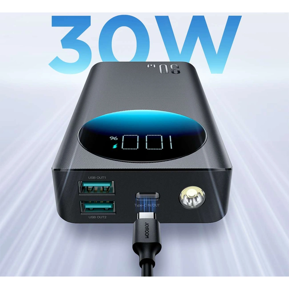 Powerbank Joyroom JR-PBF02 20000mAh 30W + kabel USB-A / USB-C 25cm czarny