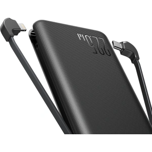 Powerbank Joyroom JR-L014 10000mAh 22.5W + wbudowane kable USB-C, Lightning + kabel USB-A / USB-C 25cm czarny