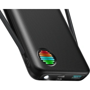 Powerbank Joyroom JR-L014 10000mAh 22.5W + wbudowane kable USB-C, Lightning + kabel USB-A / USB-C 25cm czarny