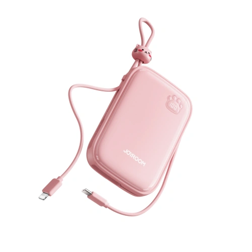 Kup Powerbank Joyroom Cutie Series JR-L008 Plus 20000mAh 22.5W + beépített USB-C, Lightning kábelek + USB-A / USB-C 25cm rózsaszín - JYR940 - {ean13} - Sklep Home Screen
