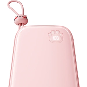 Powerbank Joyroom Cutie Series JR-L008 Plus 20000mAh 22.5W + wbudowane kable USB-C, Lightning + kabel USB-A / USB-C 25cm różowy