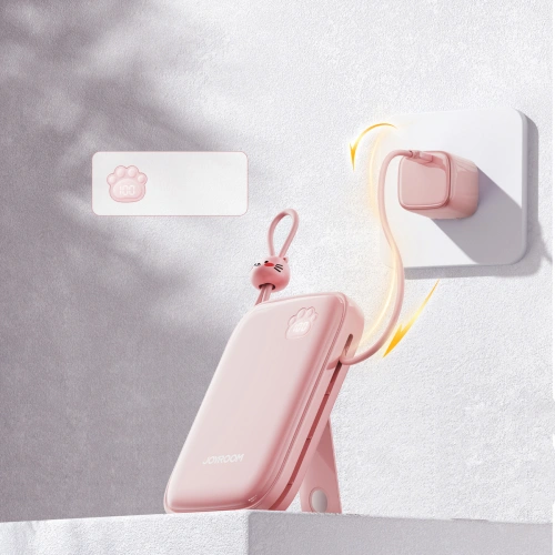 Kup Powerbank Joyroom Cutie Series JR-L008 Plus 20000mAh 22.5W + beépített USB-C, Lightning kábelek + USB-A / USB-C 25cm rózsaszín - JYR940 - {ean13} - Sklep Home Screen