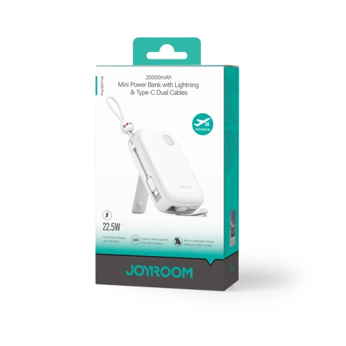 Kup Powerbank Joyroom Cutie Series JR-L008 Plus 20000mAh 22.5W + integrierte USB-C- und Lightning-Kabel + USB-A / USB-C-Kabel 25 cm weiß - JYR941 - {ean13} - Sklep Home Screen