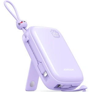 Powerbank Joyroom Cutie Series JR-L008 Plus 20000mAh 22.5W + wbudowane kable USB-C, Lightning + kabel USB-A / USB-C 25cm fioletowy