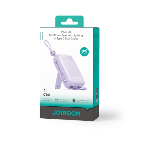 Kup Joyroom Powerbank Cutie Series JR-L008 Plus 20000mAh 22.5W + USB-C încorporat, Lightning + cablu USB-A / USB-C 25cm violet - JYR942 - {ean13} - Sklep Home Screen