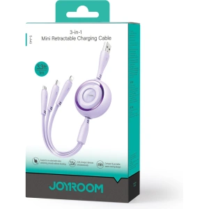 Kabel 3w1 Joyroom Colorful Series S-A40 USB-A / USB-C, Lightning, microUSB 1m fioletowy