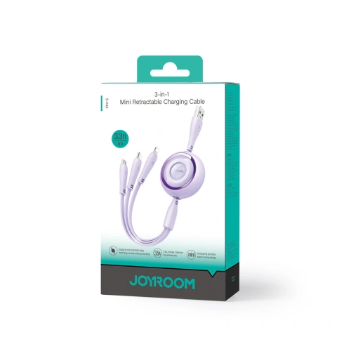 Buy Joyroom Colorful Series S-A40 3in1 cable USB-A / USB-C, Lightning, microUSB 1m purple - JYR944 - {ean13} - Home Screen Store Europe