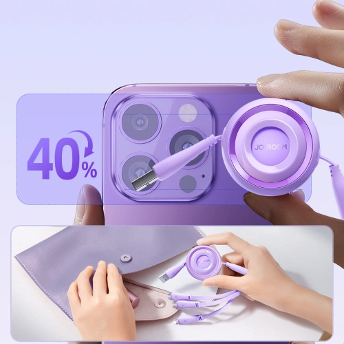 Buy Joyroom Colorful Series S-A40 3in1 cable USB-A / USB-C, Lightning, microUSB 1m purple - JYR944 - {ean13} - Home Screen Store Europe