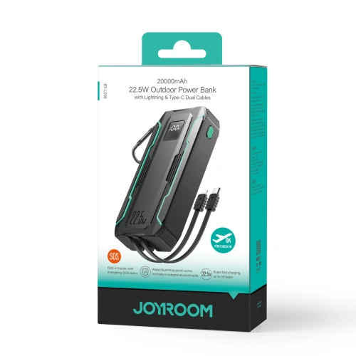 Buy Joyroom JR-L018 powerbank 20000mAh 22.5W + built-in cable USB-C, Lightning black - JYR945 - {ean13} - Home Screen Store Europe