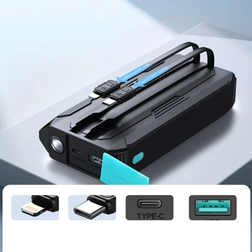 Kup Powerbank Joyroom JR-L018 20000mAh 22.5W + wbudowane kable USB-C, Lightning czarny - JYR945 - {ean13} - Sklep Home Screen