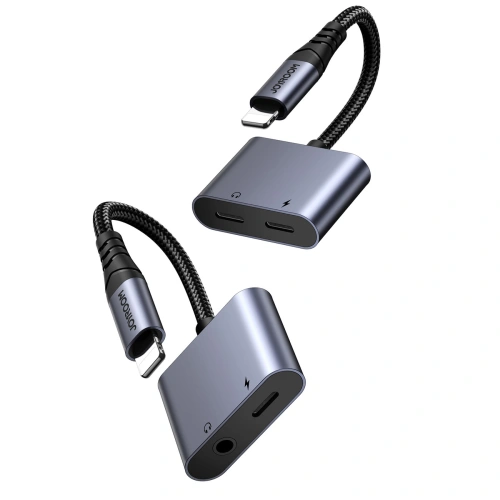 Kup Joyroom 3.5mm Adaptor DAC 2in1 SY-L01 Lightning / Lightning, mini jack negru - JYR951 - {ean13} - Sklep Home Screen