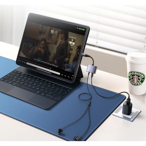 Kup Joyroom 3.5mm Adaptor DAC 2in1 SY-L01 Lightning / Lightning, mini jack negru - JYR951 - {ean13} - Sklep Home Screen