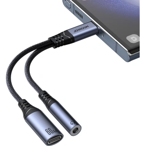 Buy Joyroom SY-C02 DAC adapter 2in1 USB-C / USB-C, mini jack 3.5mm black - JYR954 - {ean13} - Home Screen Store Europe