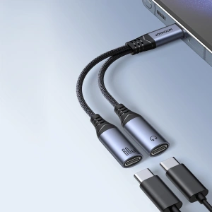 Buy Joyroom SY-C03 DAC adapter 2in1 USB-C / 2xUSB-C black - JYR955 - {ean13} - Home Screen Store Europe