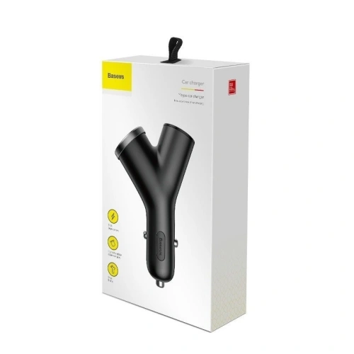 Buy Car Charger Baseus Y Type 2xUSB 3,4A 40W Black - BSU594BLK - {ean13} - Home Screen Store Europe