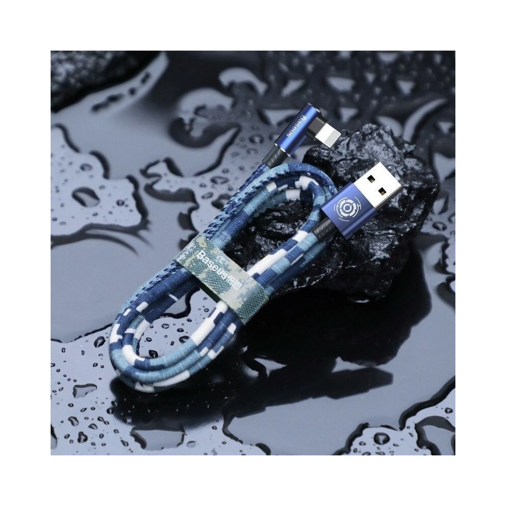Kabel kątowy Lightning USB Baseus Camouflage 2,4A 1m (niebieski)