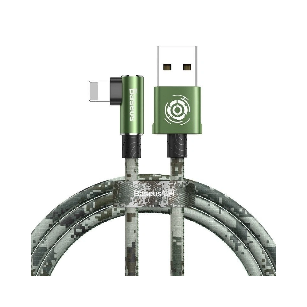 Kabel kątowy Lightning USB Baseus Camouflage 2,4A 1m (zielony)