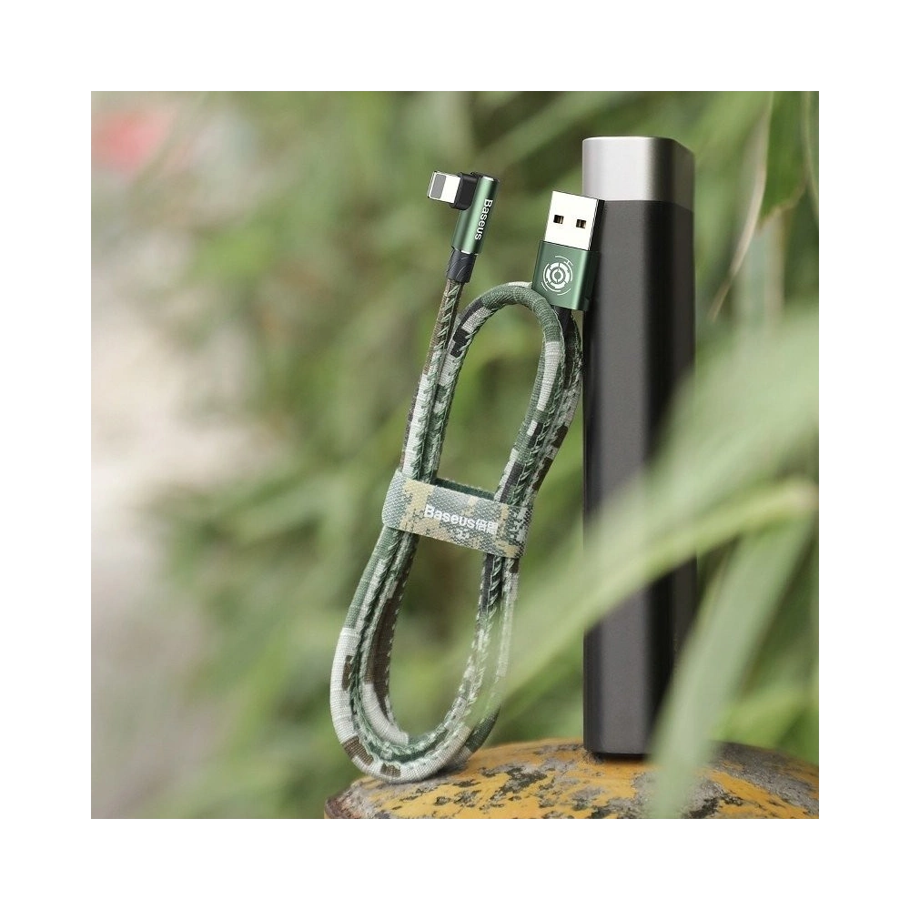 Kabel kątowy Lightning USB Baseus Camouflage 2,4A 1m (zielony)
