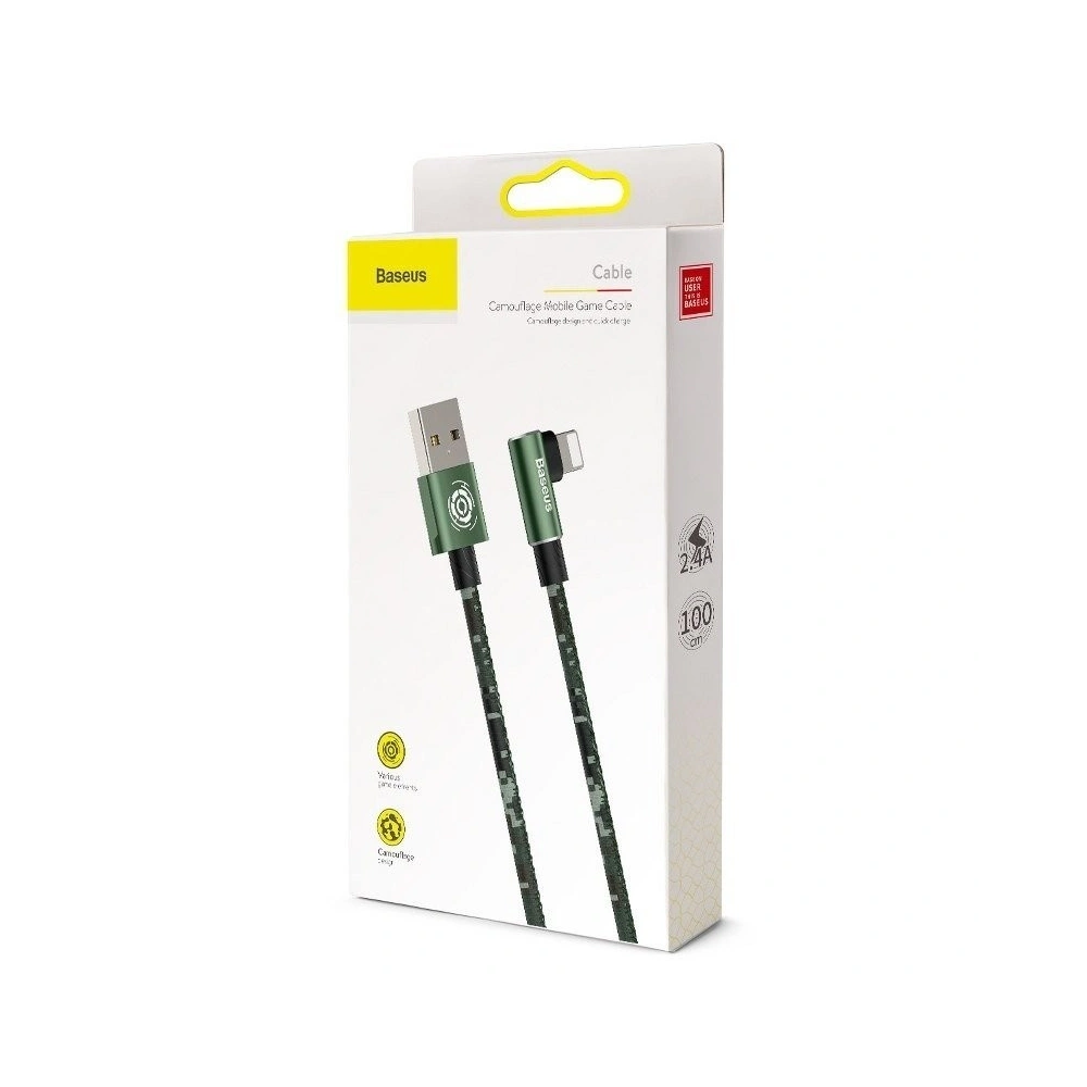 Kabel kątowy Lightning USB Baseus Camouflage 2,4A 1m (zielony)