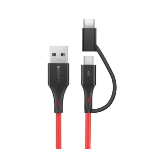 Kup BlitzWolf Micro-USB-Kabel + USB-C-Adapter BW-MT3 3A 0,91m - BLZ145 - {ean13} - Sklep Home Screen