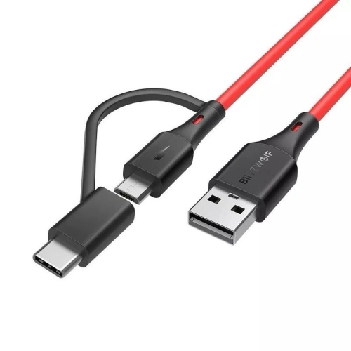 Kup BlitzWolf Micro-USB-Kabel + USB-C-Adapter BW-MT3 3A 0,91m - BLZ145 - {ean13} - Sklep Home Screen