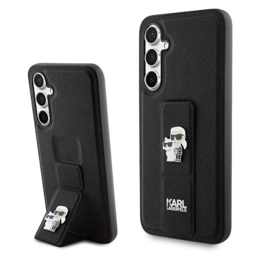 Kup Case Karl Lagerfeld KLHCS23FEGSAKCPK Samsung Galaxy S23 FE Hardcase Gripstand Saffiano Karl&Choupette Pins schwarz/black - KLD1862 - {ean13} - Sklep Home Screen