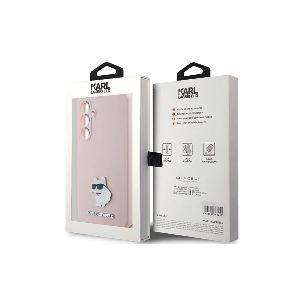 Etui Karl Lagerfeld KLHCS23FESMHCNPP Samsung Galaxy S23 FE Silicone Choupette Metal Pin różowy/pink
