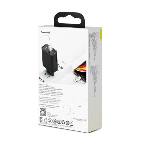 Buy Fast Wall Charger Baseus PD + QC 3.0 30W Black - BSU609BLK - {ean13} - Home Screen Store Europe