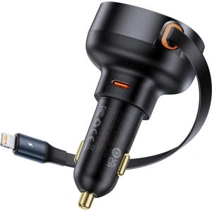 Kup Ładowarka samochodowa Baseus Enjoyment Pro USB-C + wbudowany kabel Lightning 60W czarna - BSU4817 - {ean13} - Sklep Home Screen