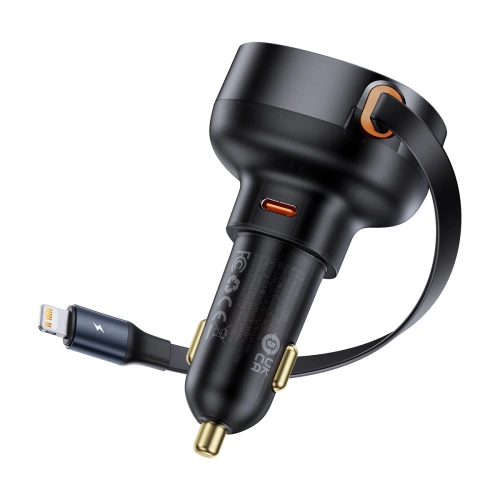 Kup Autós töltő Baseus Enjoyment Pro USB-C + beépített Lightning kábel 60W fekete - BSU4817 - {ean13} - Sklep Home Screen