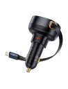 Autós töltő Baseus Enjoyment Pro USB-C + beépített Lightning kábel 60W fekete