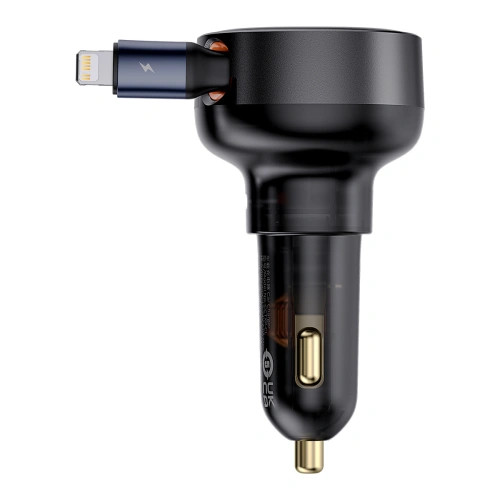 Buy Baseus Enjoyment Pro USB-C car charger + built-in Lightning cable 60W black - BSU4817 - {ean13} - Home Screen Store Europe