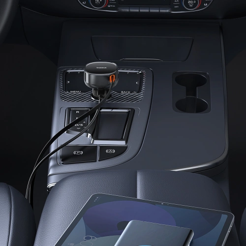 Kup Automobilová nabíječka Baseus Enjoyment Pro USB-C + vestavěný kabel Lightning 60W černá - BSU4817 - {ean13} - Sklep Home Screen