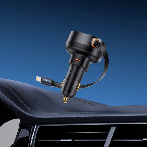 Kup Autós töltő Baseus Enjoyment Pro USB-C + beépített Lightning kábel 60W fekete - BSU4817 - {ean13} - Sklep Home Screen