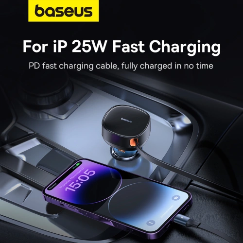 Kup Autós töltő Baseus Enjoyment Pro USB-C + beépített Lightning kábel 60W fekete - BSU4817 - {ean13} - Sklep Home Screen