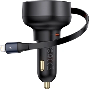 Buy Baseus Enjoyment Pro USB-C car charger + built-in Lightning cable 60W black - BSU4817 - {ean13} - Home Screen Store Europe