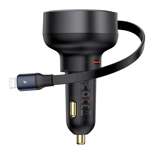 Kup Autós töltő Baseus Enjoyment Pro USB-C + beépített Lightning kábel 60W fekete - BSU4817 - {ean13} - Sklep Home Screen