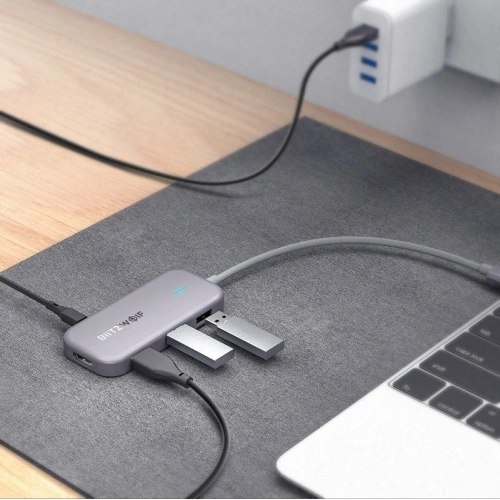 Kup Adapter 7w1 Blitzwolf BW-TH5 Hub USB-C do 3xUSB 3.0, HDMI, USB-C PD, SD, microSD - BLZ155 - {ean13} - Sklep Home Screen
