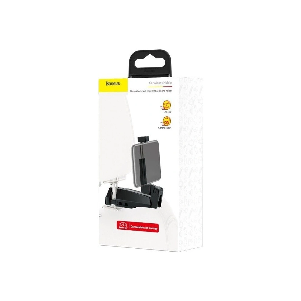 Uchwyt na telefon, smartfon Baseus na zagłówek samochodowy (czarny)