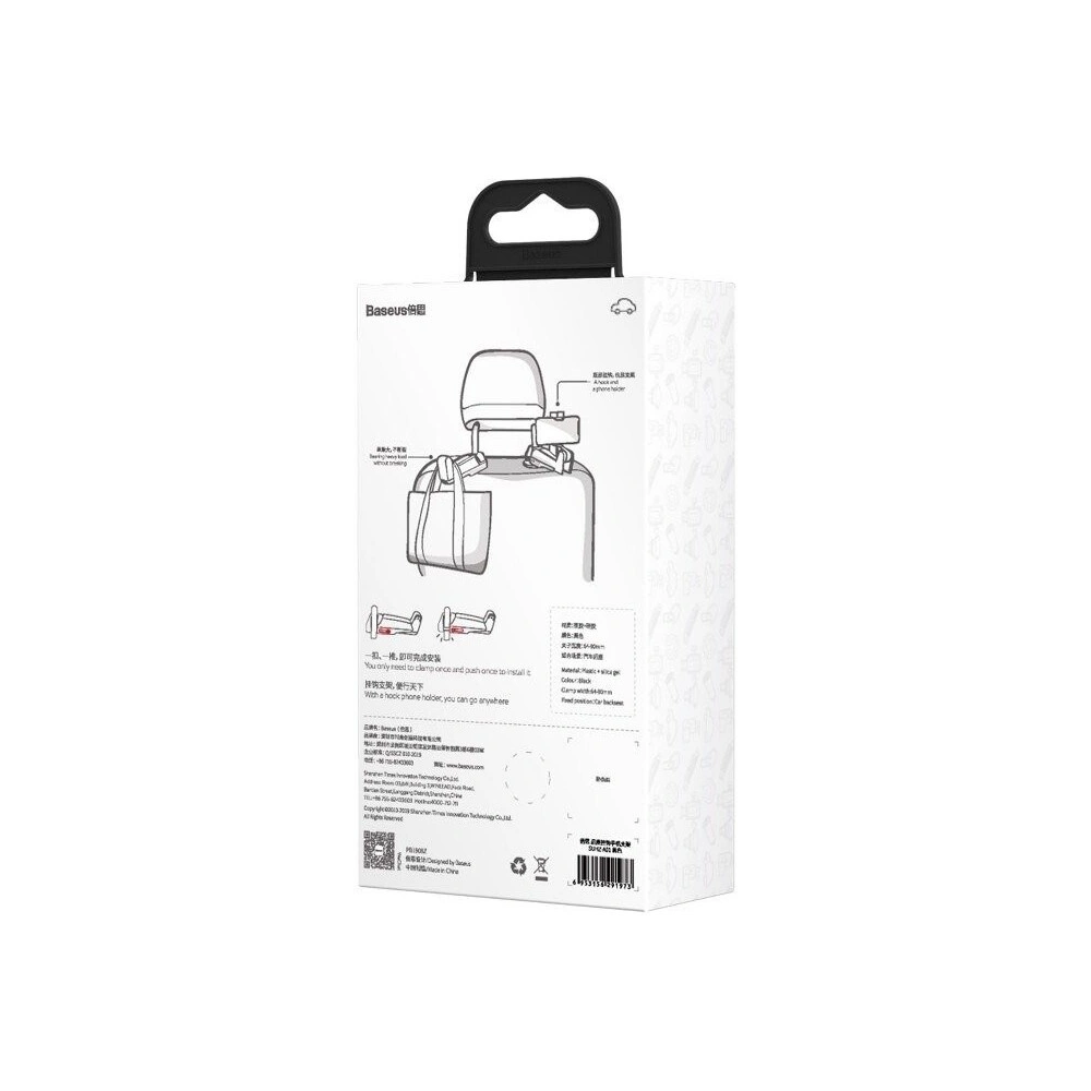 Uchwyt na telefon, smartfon Baseus na zagłówek samochodowy (czarny)