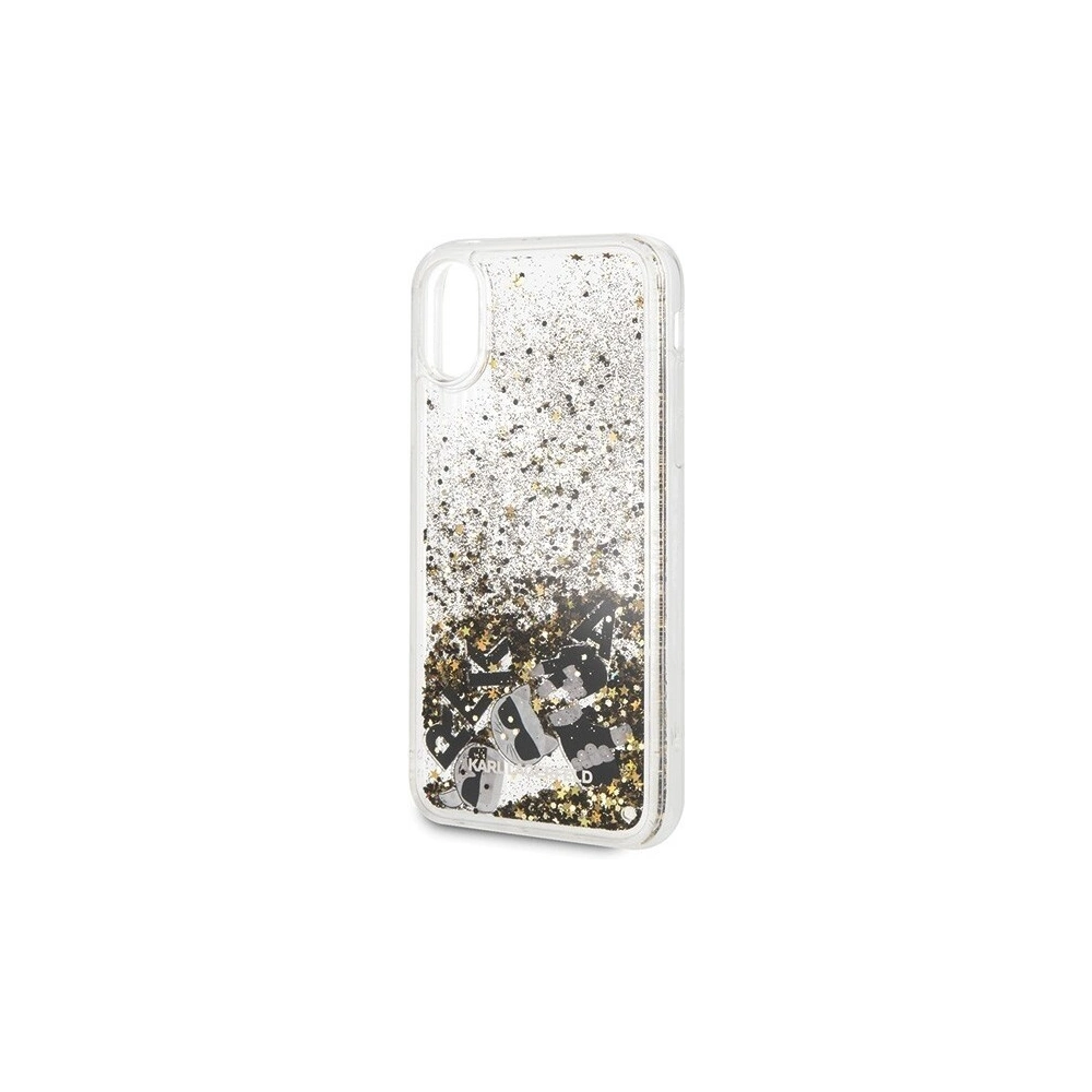 Karl Lagerfeld KLHCI61ROGO iPhone Xr czarno-złoty/black & gold hard case Glitter