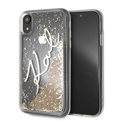 Kup Karl Lagerfeld KLHCI61SGGO iPhone Xr złoty/gold hard case Signature Liquid Glitter - KLD026GLD - {ean13} - Sklep Home Screen