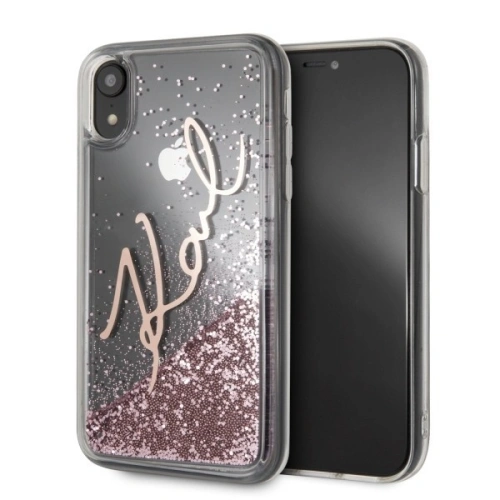 Kup Karl Lagerfeld KLHCI61SGPI iPhone Xr růžovo-zlatý/pink gold hard case Signature Liquid Glitter - KLD027RS - {ean13} - Sklep Home Screen