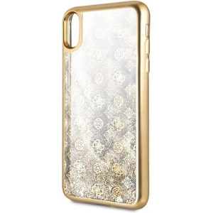 Guess GUHCI65PEOLGGO iPhone Xs Max gold hard case 4G Peony Liquid Glitter