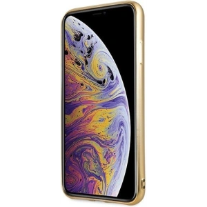 Guess GUHCI65PEOLGGO iPhone Xs Max gold hard case 4G Peony Liquid Glitter